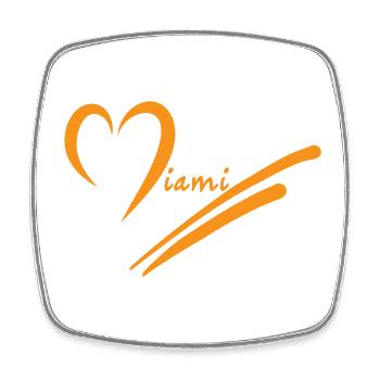 Miami Design - Orange - Magnet carré - blanc - Devant
