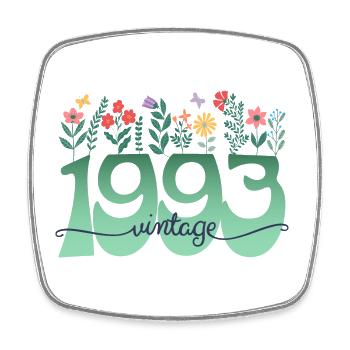 Muster Blumen 1993 Geburtstagsfeier Frau 30 Jahre - Viereckiger Kühlschrankmagnet - Weiß - Vorne