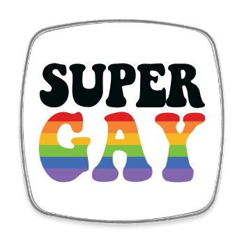 Super Gay - Square fridge magnet - white - Front