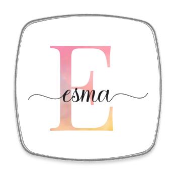 E| Monogramm | Name | Esma |Watercolor - Viereckiger Kühlschrankmagnet - Weiß - Vorne