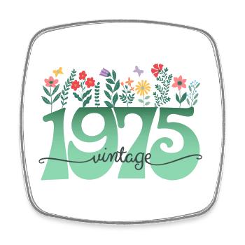 Blumenmuster 1975 Geburtstagsfeier Frau 50 Jahre - Viereckiger Kühlschrankmagnet - Weiß - Vorne