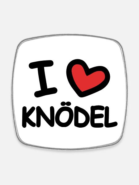 I Love Knödel - Viereckiger Kühlschrankmagnet - Weiß
