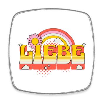 Liebe Love Schrift Blume Regenbogen Wolken Kunst - Viereckiger Kühlschrankmagnet - Weiß - Vorne