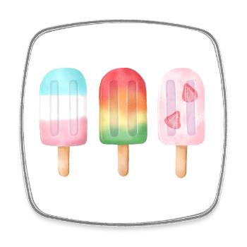 Colorful Watercolor Ice cream Trio Summer - Square fridge magnet - white - Front