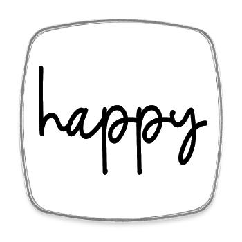 Happy - Square fridge magnet - white - Front