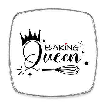 Baking Queen personalisierbar - Viereckiger Kühlschrankmagnet - Weiß - Vorne