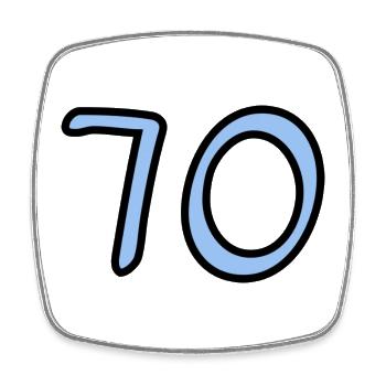 70. 70 ANS. 70e ANNIVERSAIRE. ANNIVERSAIRE 70 ANS. - Magnet carré - blanc - Devant