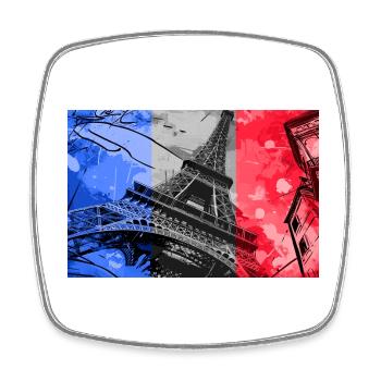 Paris Skyline Eiffelturm Frankreich Flagge Fahne - Viereckiger Kühlschrankmagnet - Weiß - Vorne