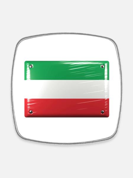 Italien Flagge Fahne Blechschild-Optik - Viereckiger Kühlschrankmagnet - Weiß