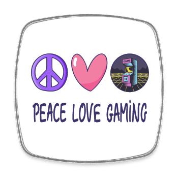 Peace Love Gaming - Square fridge magnet - white - Front