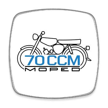 70ccm Moped S51 Emblem - Viereckiger Kühlschrankmagnet - Weiß - Vorne