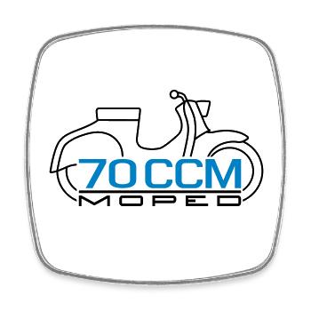 70ccm Moped Emblem - Viereckiger Kühlschrankmagnet - Weiß - Vorne