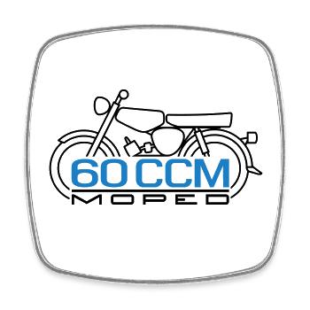 60ccm Moped S51 Emblem - Viereckiger Kühlschrankmagnet - Weiß - Vorne