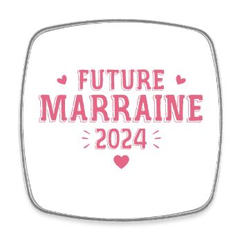 Future Marraine 2024 Cadeau Future Marraine - Magnet carré - blanc - Devant