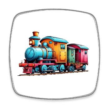 Petit train coloré pour garçons et filles - Magnet carré - blanc - Devant