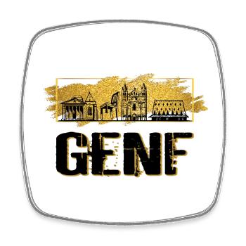 Genf Schweiz Stadt Skyline Heimat Liebe Gold - Viereckiger Kühlschrankmagnet - Weiß - Vorne