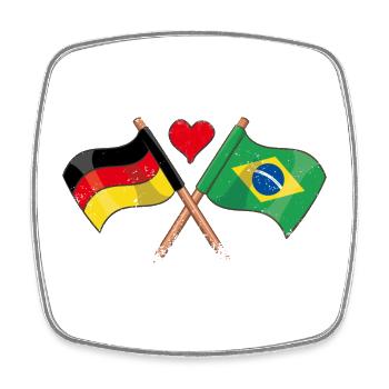 Ich liebe Brasilien Deutschland Flaggen Herz Fahne - Viereckiger Kühlschrankmagnet - Weiß - Vorne