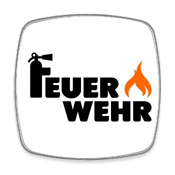Feuerwehr Flamme - Viereckiger Kühlschrankmagnet - Weiß - Vorne