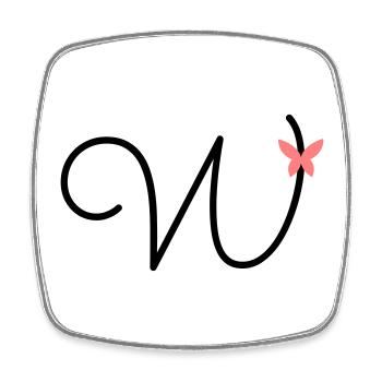 Letter W Butterfly Letter - Square fridge magnet - white - Front