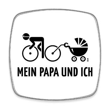 Mein Papa Und Ich (Fahrrad & Kinderwagen / Black) - Viereckiger Kühlschrankmagnet - Weiß - Vorne