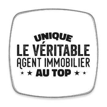 le véritable Agent Immobilier au top - Magnet carré - blanc - Devant