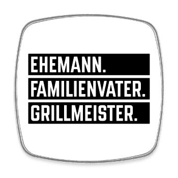Ehemann Familienvater Grillmeister (Grillen / B) - Viereckiger Kühlschrankmagnet - Weiß - Vorne