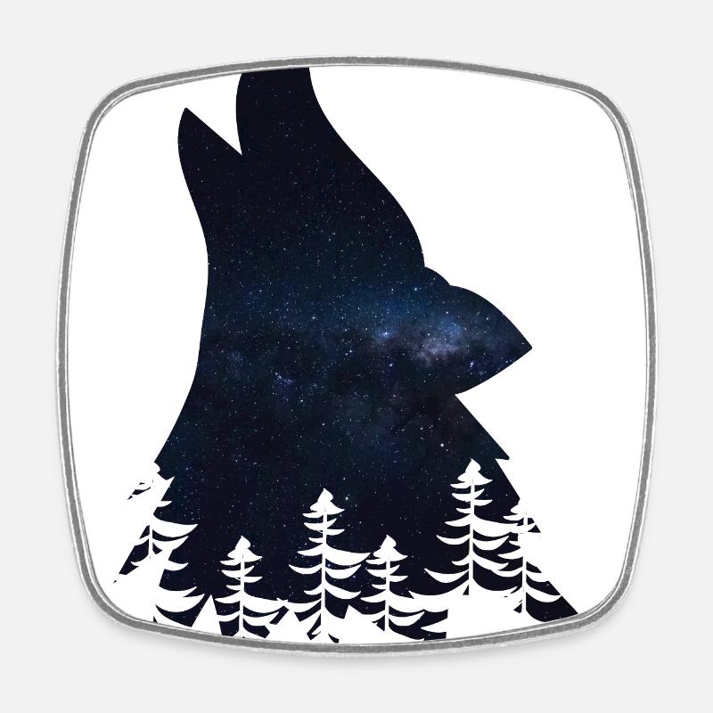 Wolf silhouette - Square fridge magnet - white