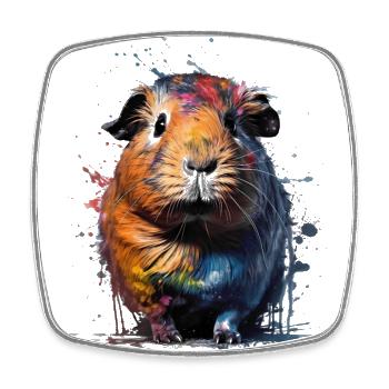 Cochon d’Inde à l’aquarelle avec une peinture colorée - Magnet carré - blanc - Devant