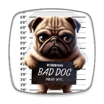 Bad PUG Dog at Police Dept. Böses Möpschen - Viereckiger Kühlschrankmagnet - Weiß - Vorne