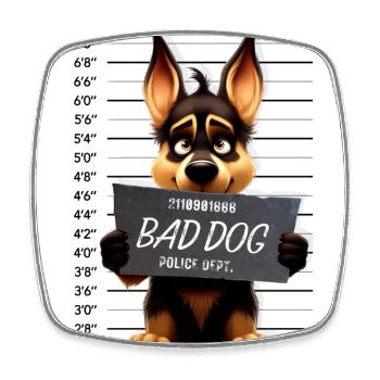 Bad Dog German Shepherd Schäferhund - Viereckiger Kühlschrankmagnet - Weiß - Vorne