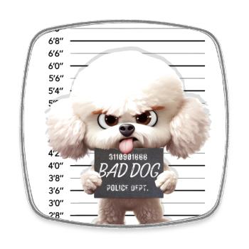 BAD DOG White Poodle dog Weisser Pudel - Viereckiger Kühlschrankmagnet - Weiß - Vorne