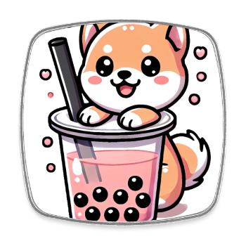 Niedlicher Shiba Inu im Bubble Tea Cup Design - Viereckiger Kühlschrankmagnet - Weiß - Vorne