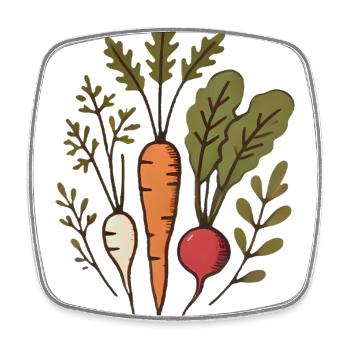 Vegan Roots Carrot Radish Design - Square fridge magnet - white - Front