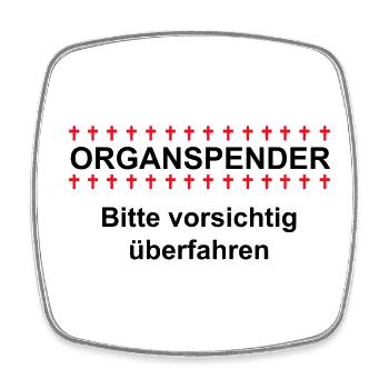 Organspender bitte vorsichtig überfahren. - Viereckiger Kühlschrankmagnet - Weiß - Vorne