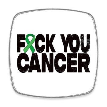 Fuck You Cancer - Ruban vert - Magnet carré - blanc - Devant