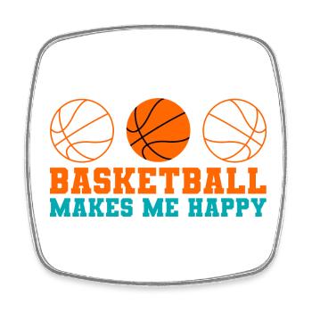 Basketball makes me Happy - Square fridge magnet - white - Front