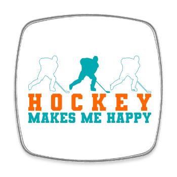 Hockey makes me happy - Square fridge magnet - white - Front