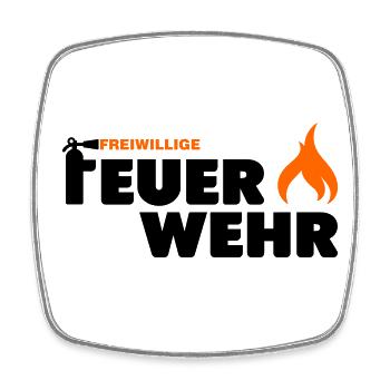 Freiwillige Feuerwehr Flamme - Viereckiger Kühlschrankmagnet - Weiß - Vorne