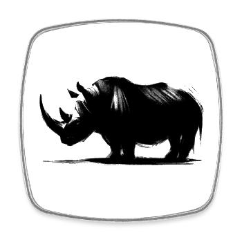 Rhino Silhouette - Square fridge magnet - white - Front