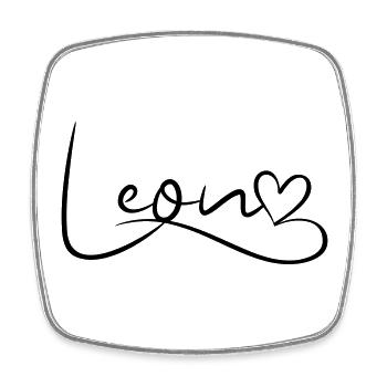 Léon Nom Prénom Coeur Décor - Magnet carré - blanc - Devant