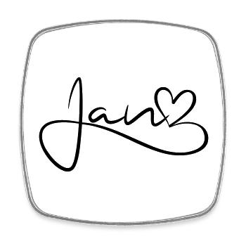 Jan Surname First Name Heart Decor - Square fridge magnet - white - Front