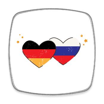 Ich liebe Russland Deutschland Flaggen Herzen - Viereckiger Kühlschrankmagnet - Weiß - Vorne