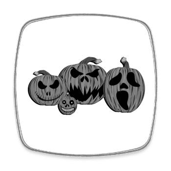Spooky Halloween | Funny pumpkins and spider net - Square fridge magnet - white - Front