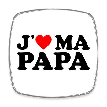 J'aime Mon Papa Cadeau Fête des Pères Coeur Rouge - Magnet carré - blanc - Devant