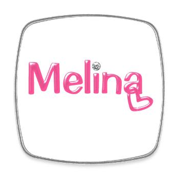 Melina Name Ballonschrift - Viereckiger Kühlschrankmagnet - Weiß - Vorne