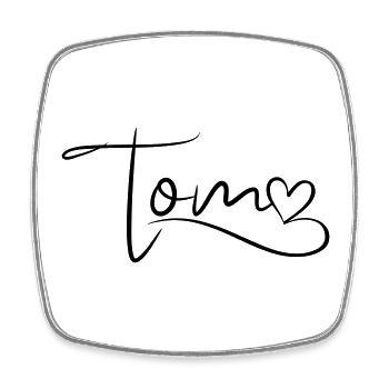 Tom Last Name First Name Heart Decor - Square fridge magnet - white - Front