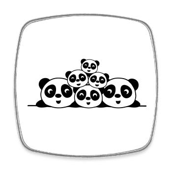 Familie Pandas 2 Eltern 4 Kinder - Viereckiger Kühlschrankmagnet - Weiß - Vorne
