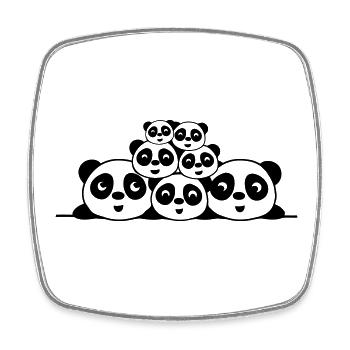 Family Pandas 2 parents 5 children - Square fridge magnet - white - Front