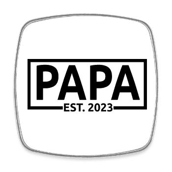 Papa Est. 2023, Papa en devenir, Annonce de grossesse - Magnet carré - blanc - Devant