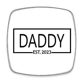 Daddy Est. 2023, bald Papa, Schwangerschaft enthüllen - Viereckiger Kühlschrankmagnet - Weiß - Vorne
